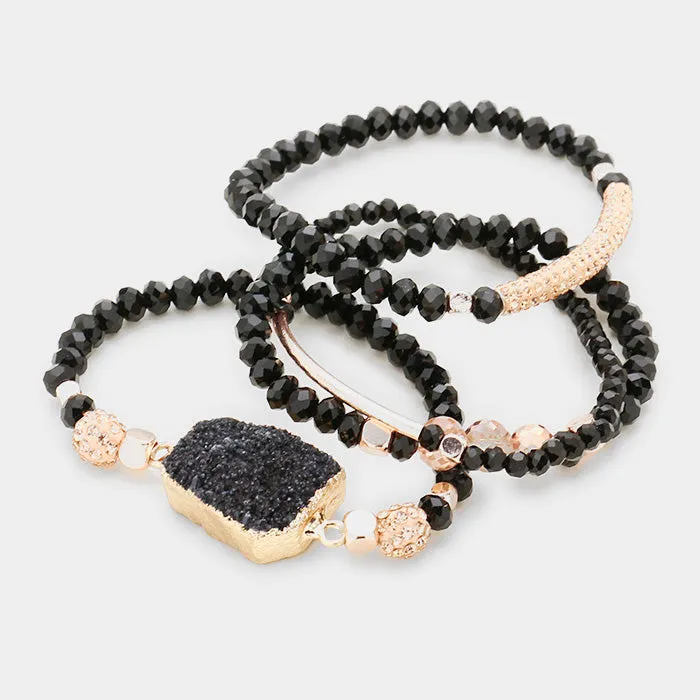 iLLASPARKZ Beaded Druzy Shamballa Stretch Bracelets