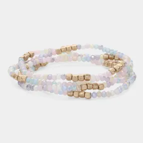 Faceted Beaded 4-Piece Multi Layered Bracelets