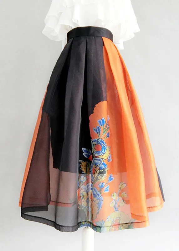 FRENCH COLORBLOCK PRINT TULLE SKIRTS