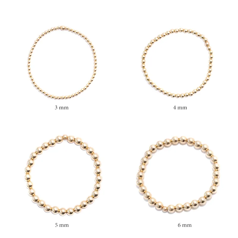 Gold Beaded Bracelets in 4 Different Sizes