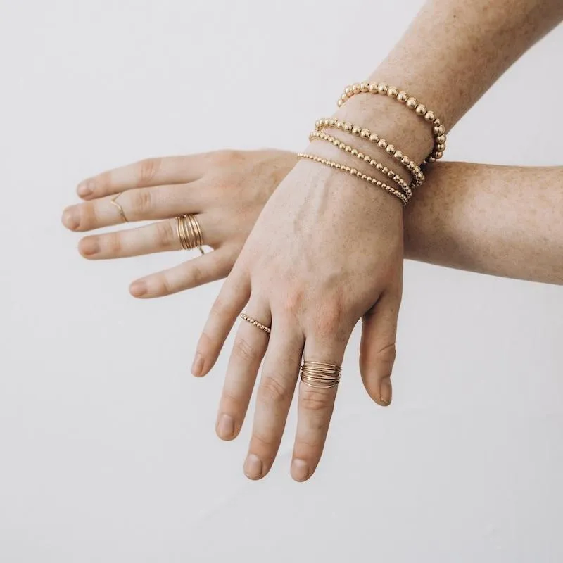 Gold Beaded Bracelets in 4 Different Sizes