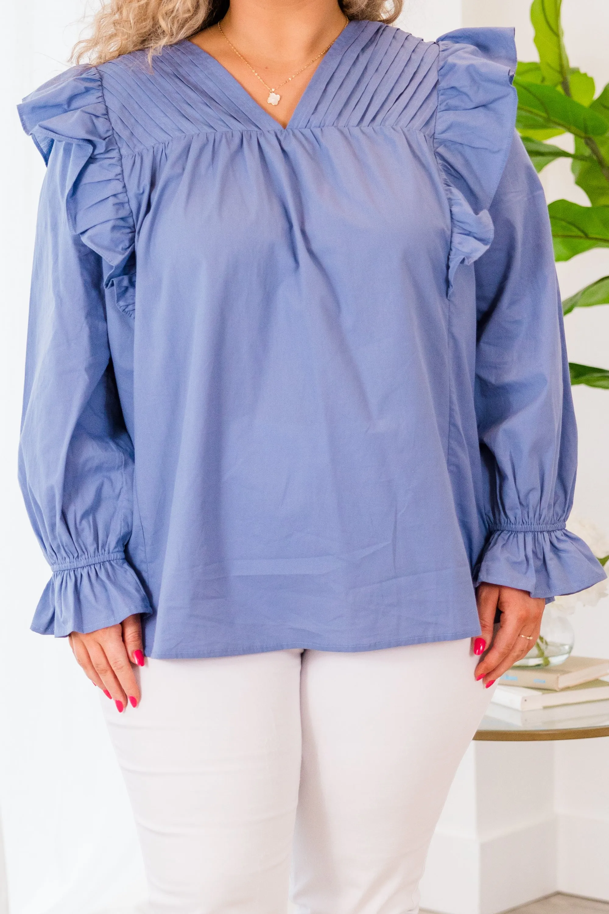 Blue Flutter Top