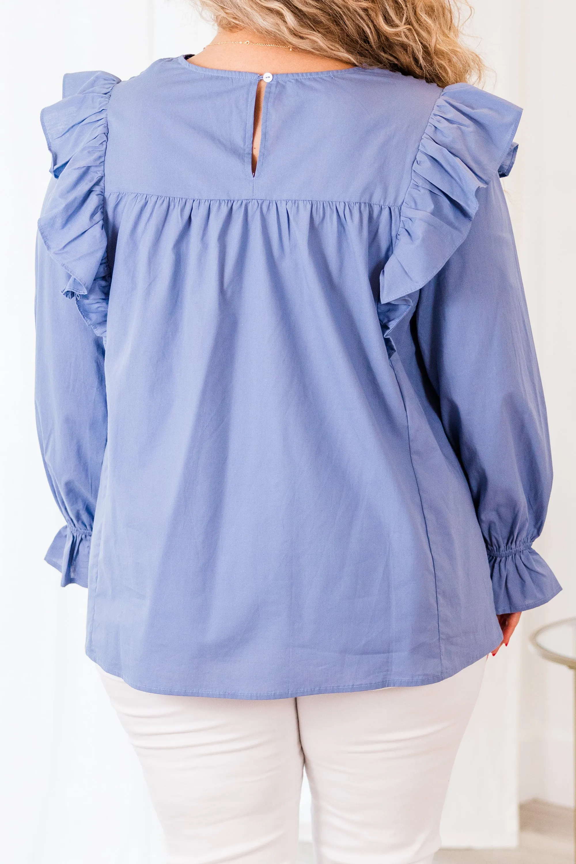 Blue Flutter Top