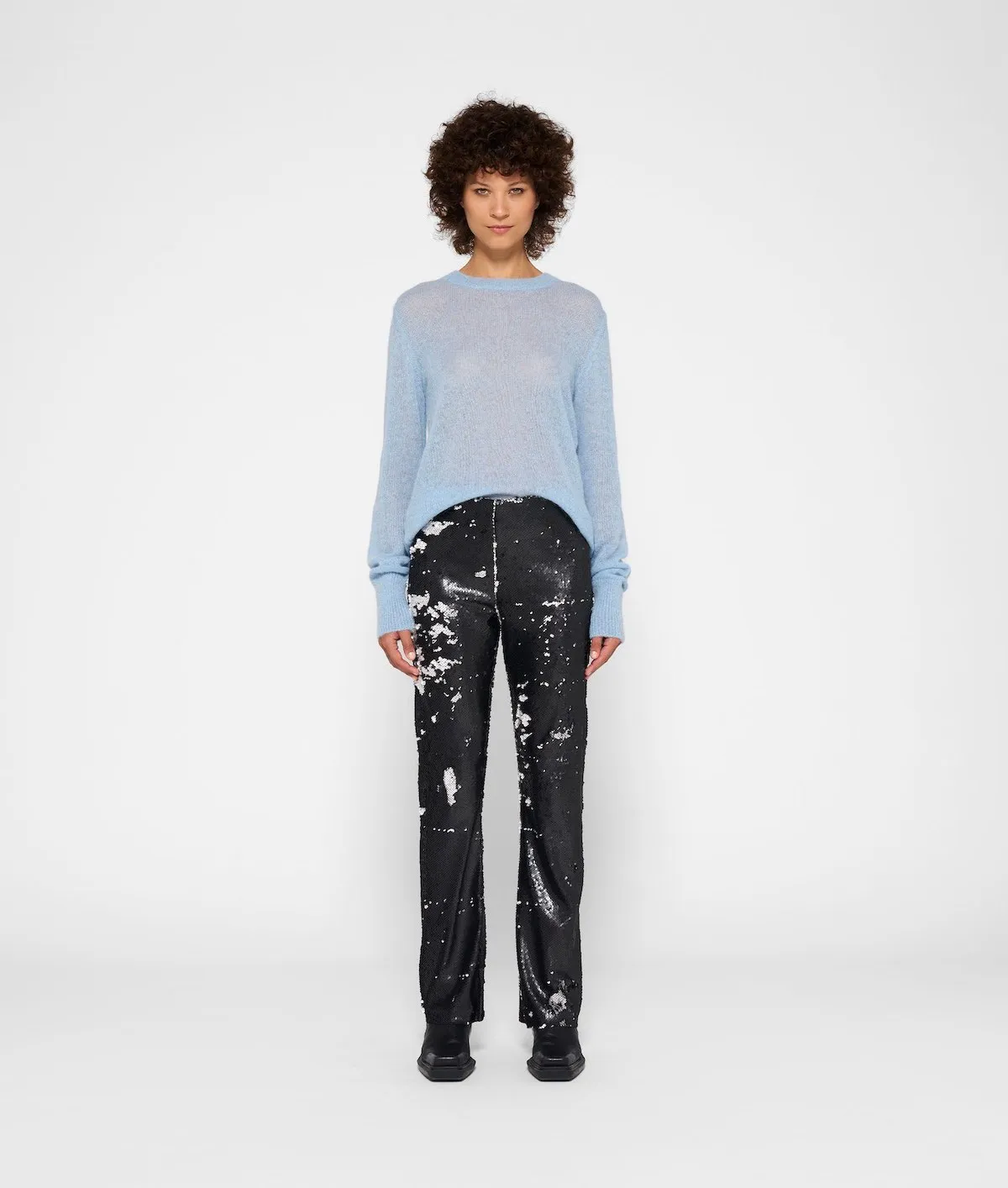 Gray Sequin Fitted Pants by 10DAYS