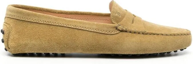 Green suede slip-on loafers by Tod's