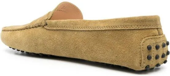 Green suede slip-on loafers by Tod's