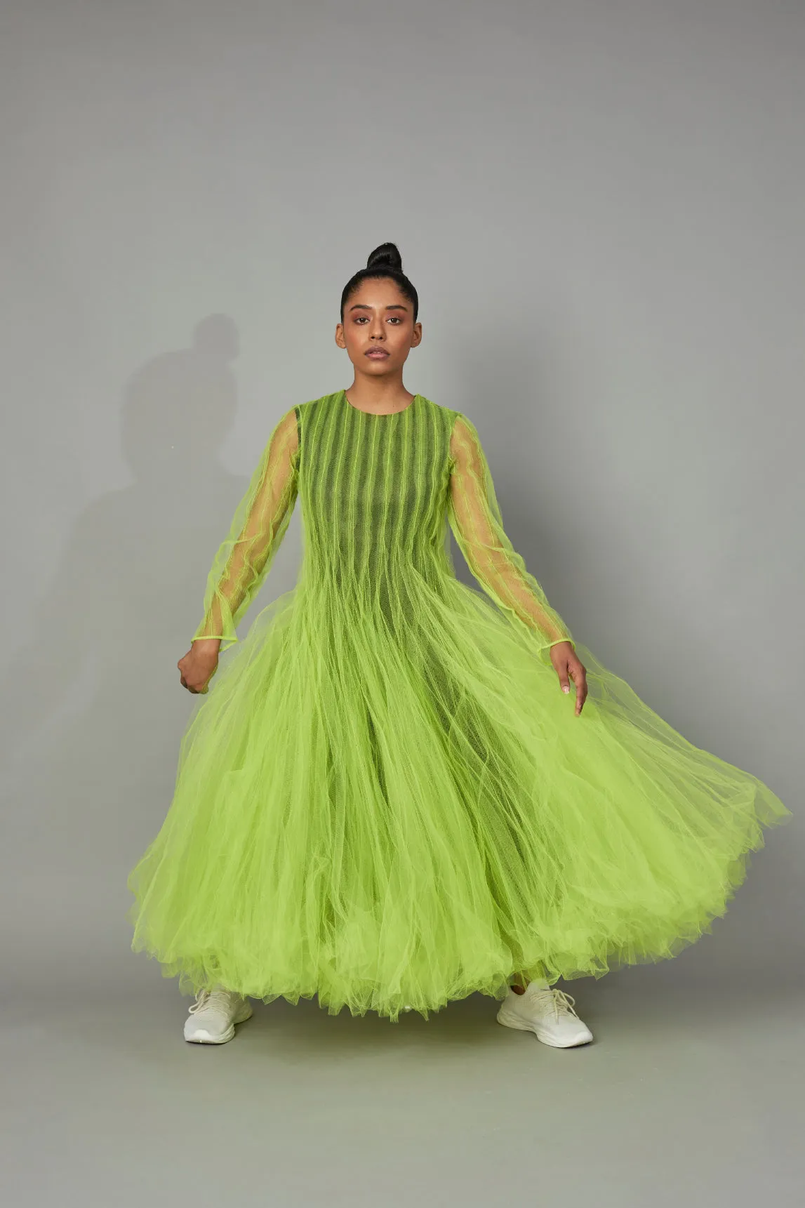 Lime Tulle Dress with Bottle Brush