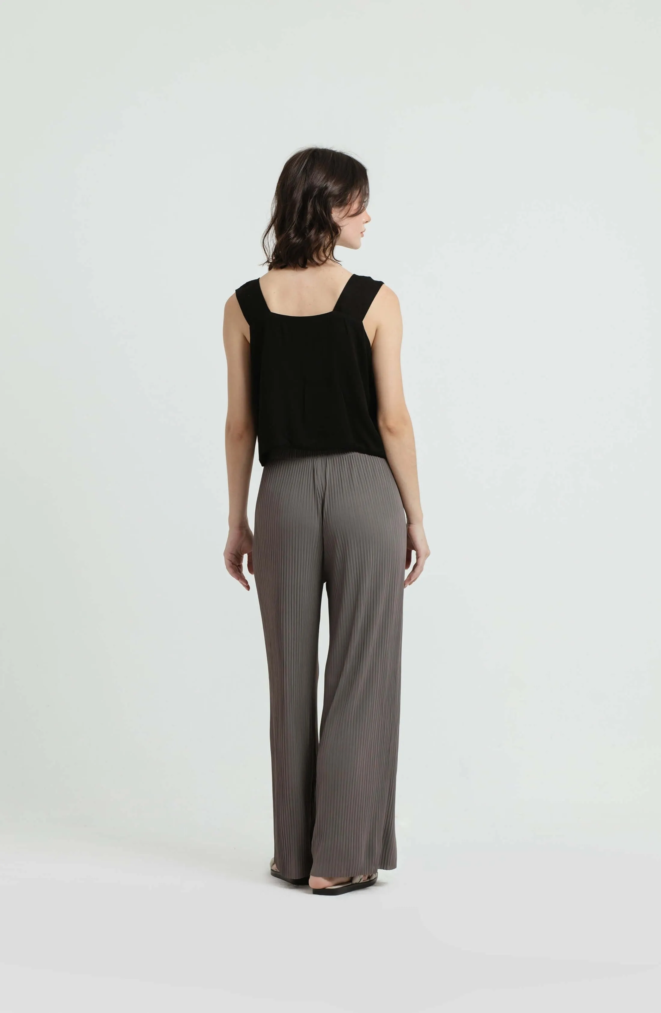 Simple Grey Pleated Trousers