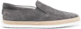 Grey suede slip-on loafers by Tod's