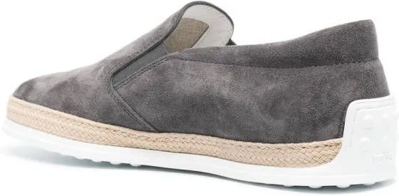 Grey suede slip-on loafers by Tod's