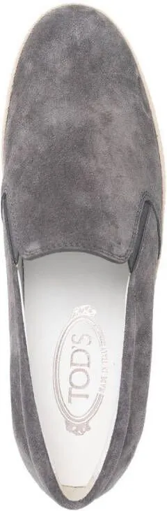 Grey suede slip-on loafers by Tod's