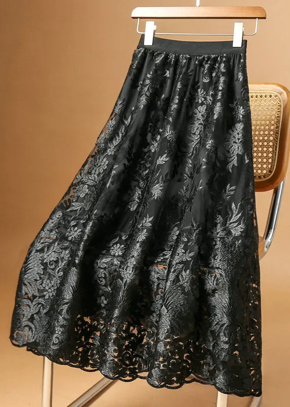 Apricot Embroidered High Waist Tulle Skirt AS1044 Summer