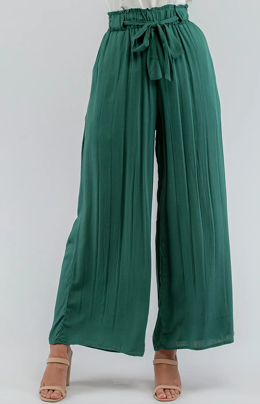 High Waisted Cotton Pleated Pants