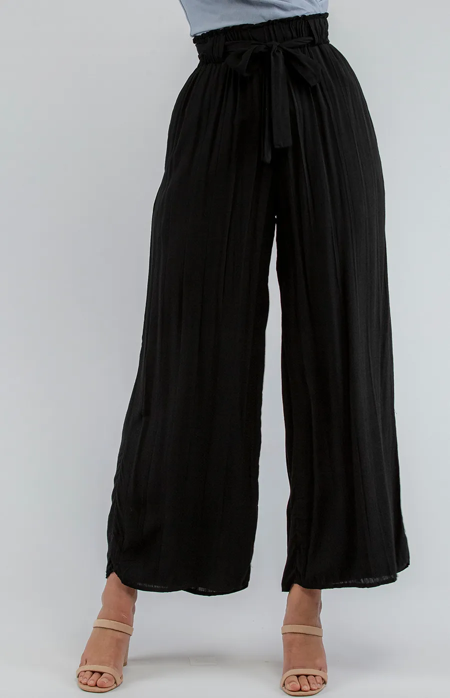 High Waisted Cotton Pleated Pants