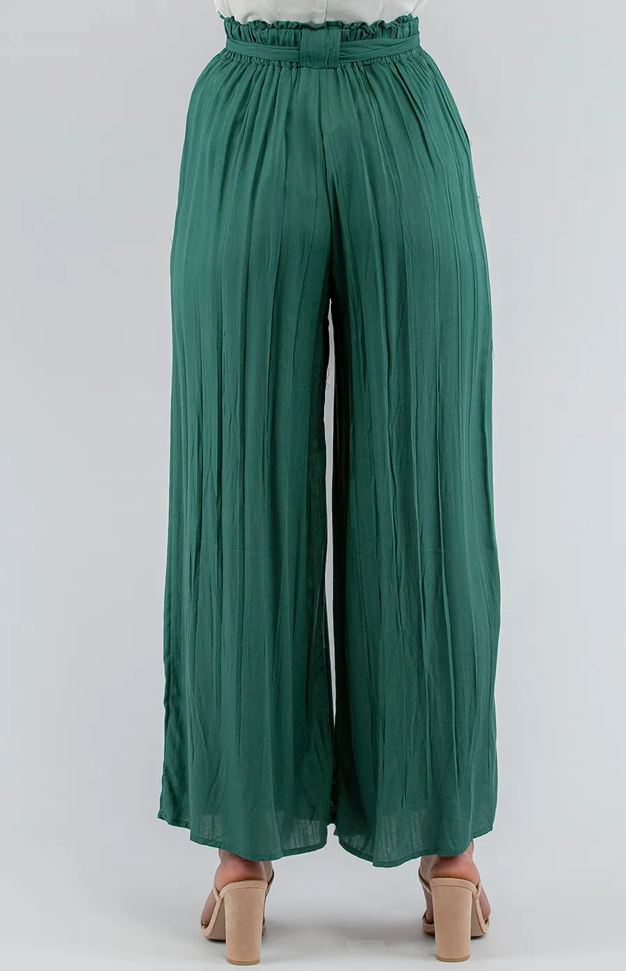 High Waisted Cotton Pleated Pants