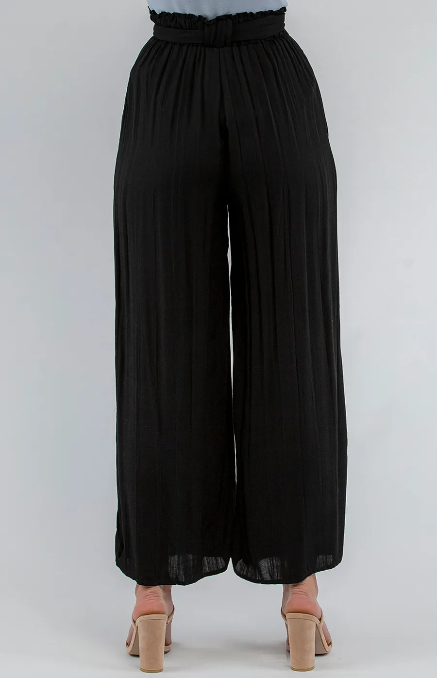 High Waisted Cotton Pleated Pants