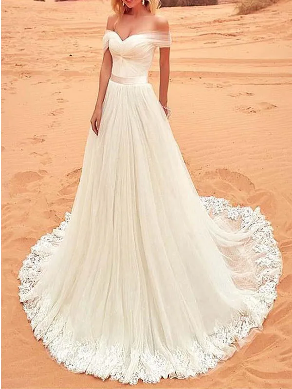 Ivory Applique Wedding Dress WD0455