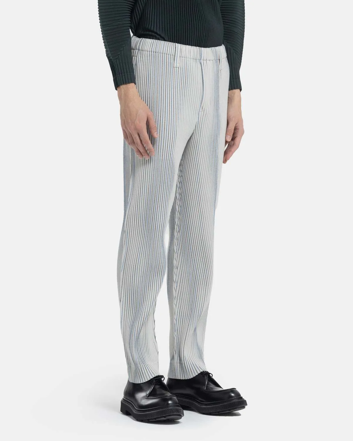 Ivory Tweed Pleated Pants