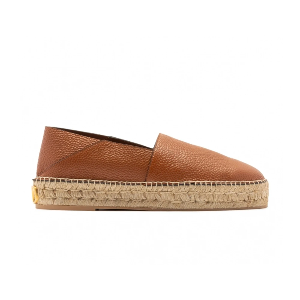 Leather Espadrilles with Logo Plaque