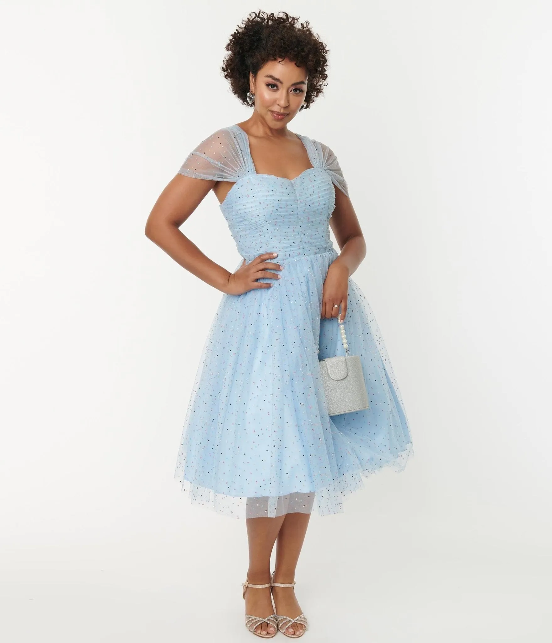 Vintage Light Blue Garden State Swing Dress