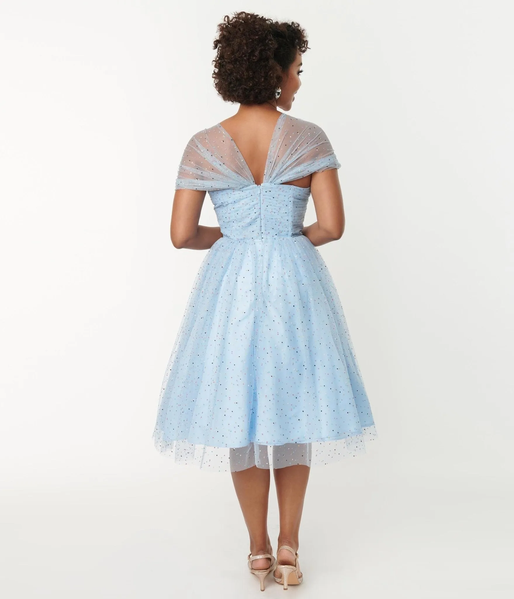 Vintage Light Blue Garden State Swing Dress