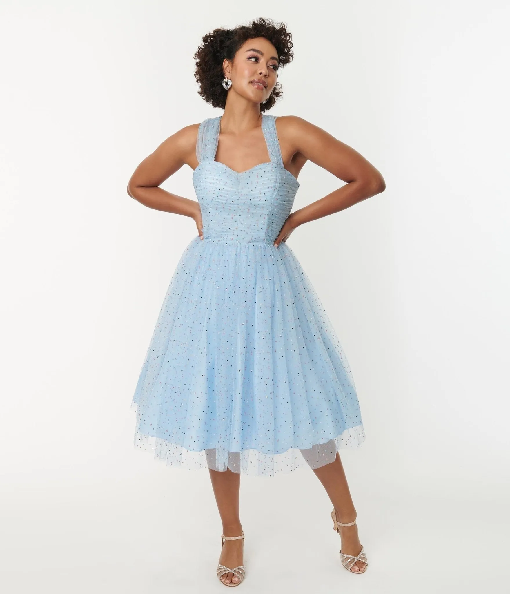 Vintage Light Blue Garden State Swing Dress