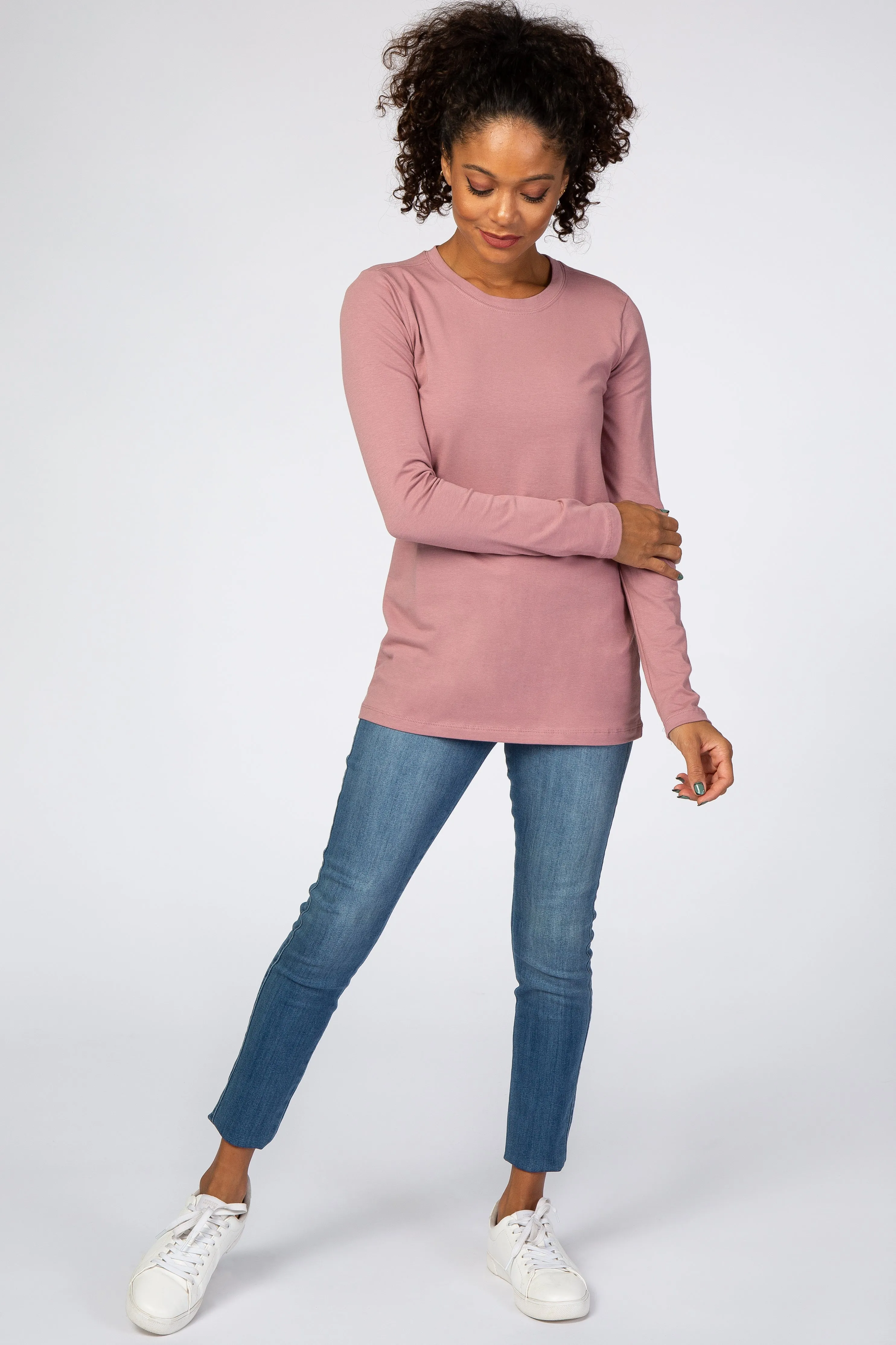 Pink Maternity Long Sleeve Tee