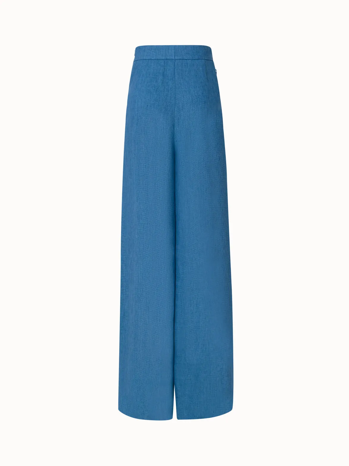 Linen Gabardine Wide Pleated Pants