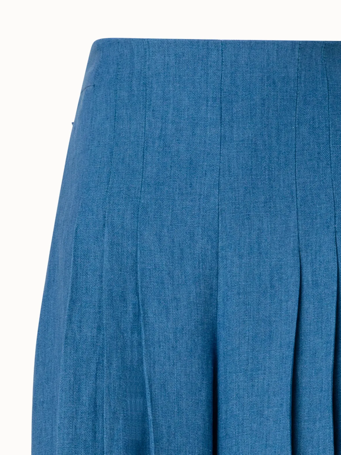 Linen Gabardine Wide Pleated Pants