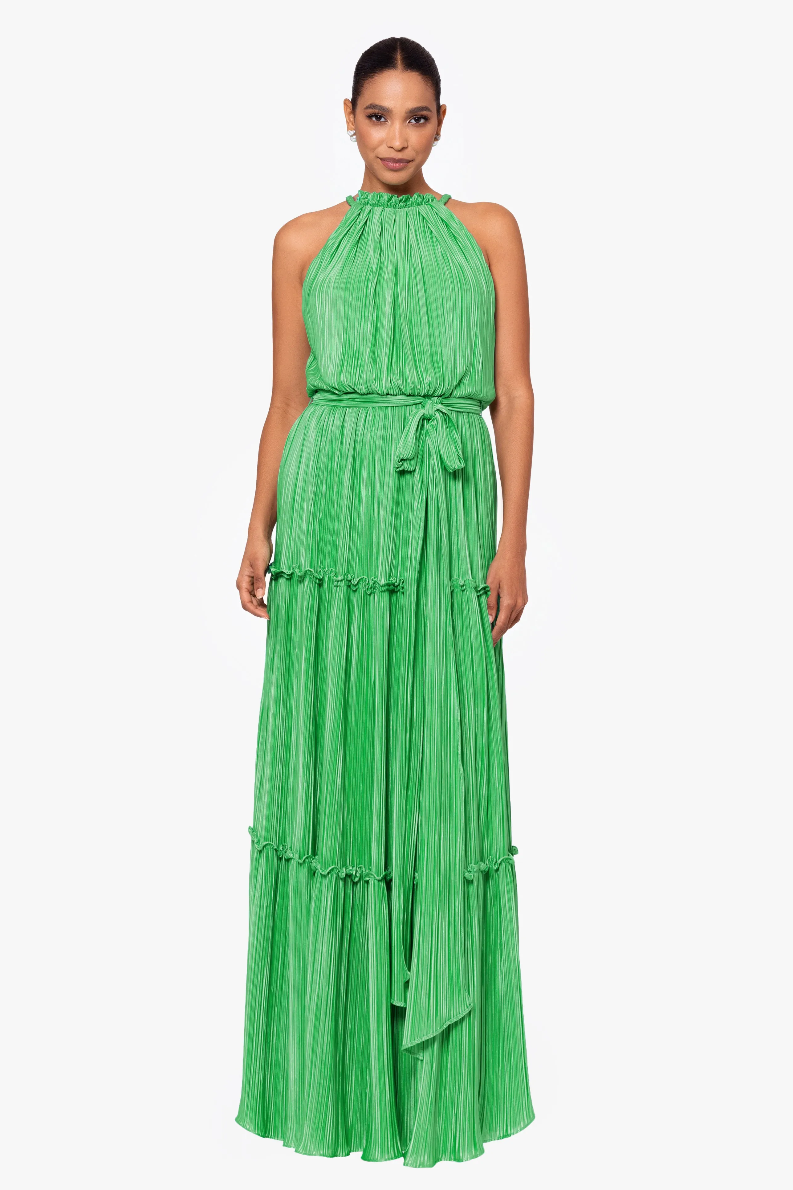 Long Pleated Tie Dress