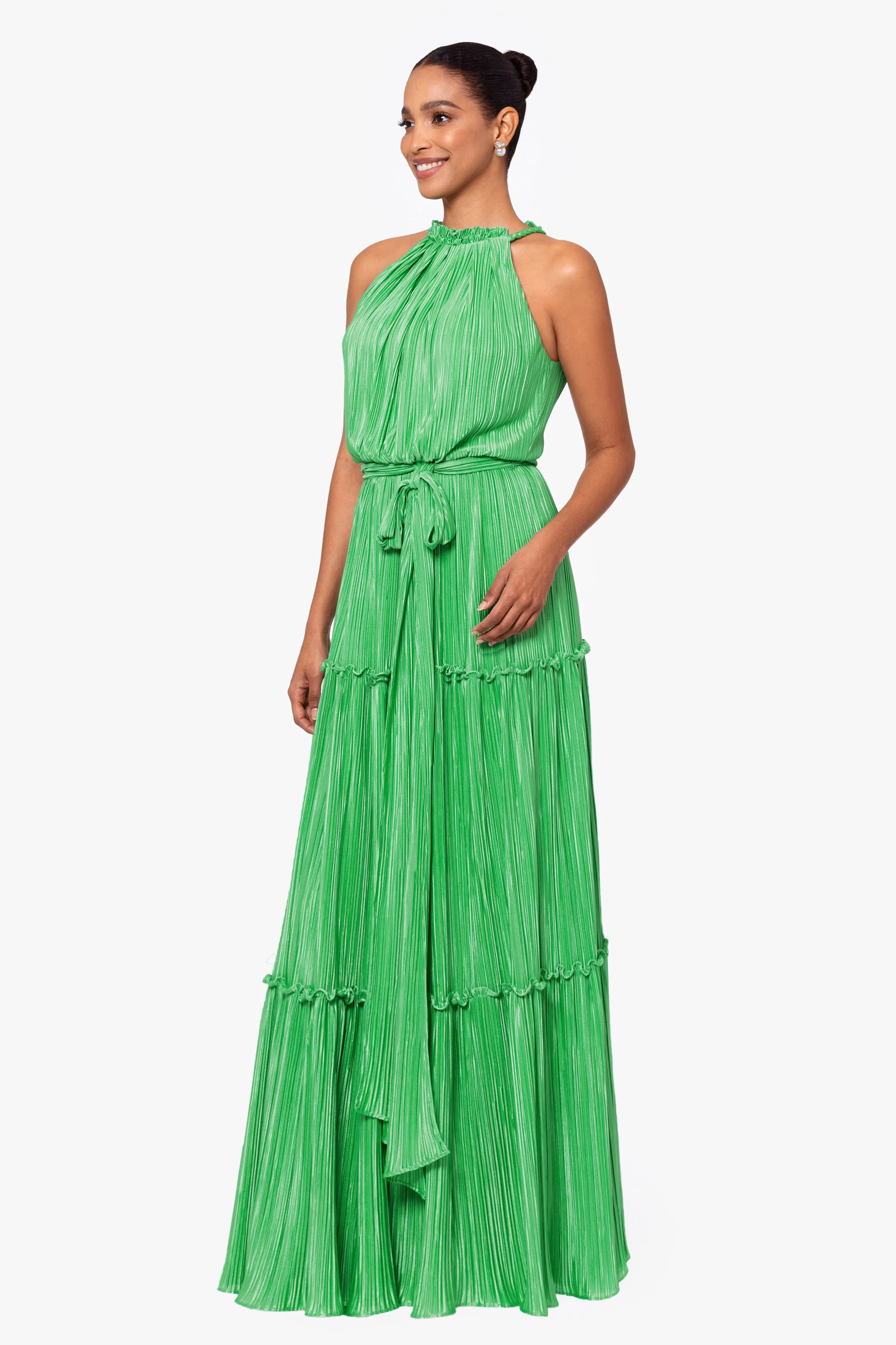 Long Pleated Tie Dress