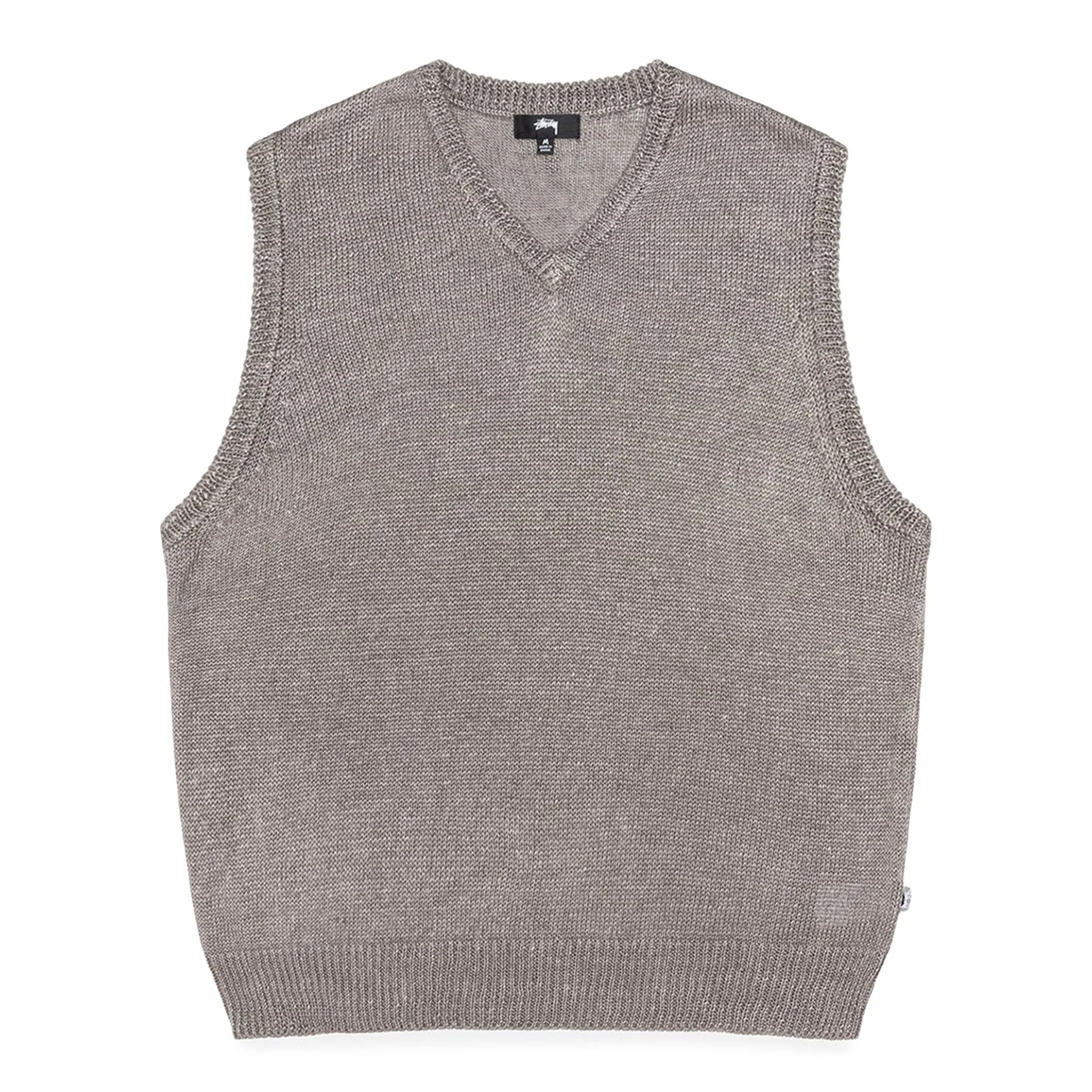 LOOSE KNIT LINEN VEST STONE | BODEGA