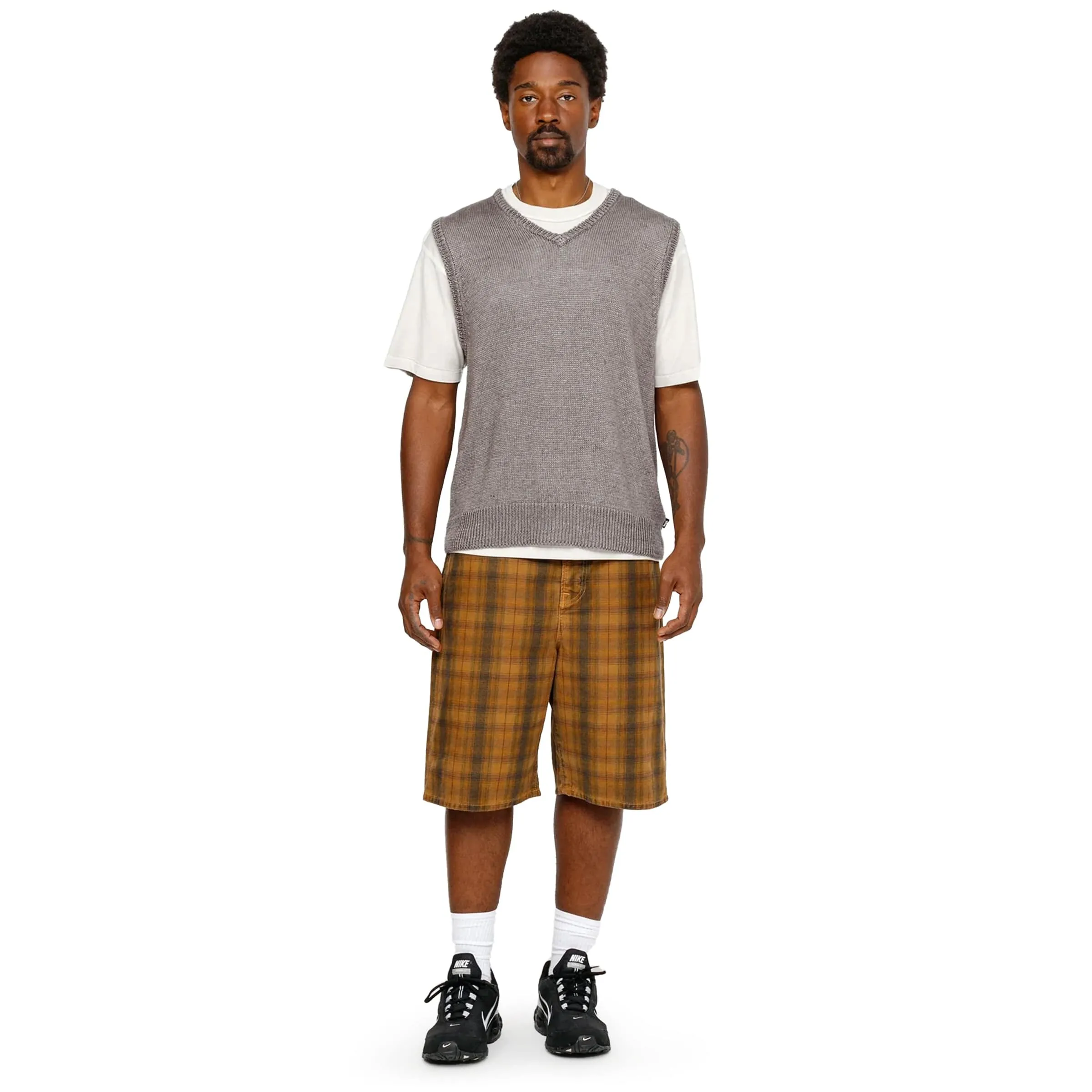 LOOSE KNIT LINEN VEST STONE | BODEGA