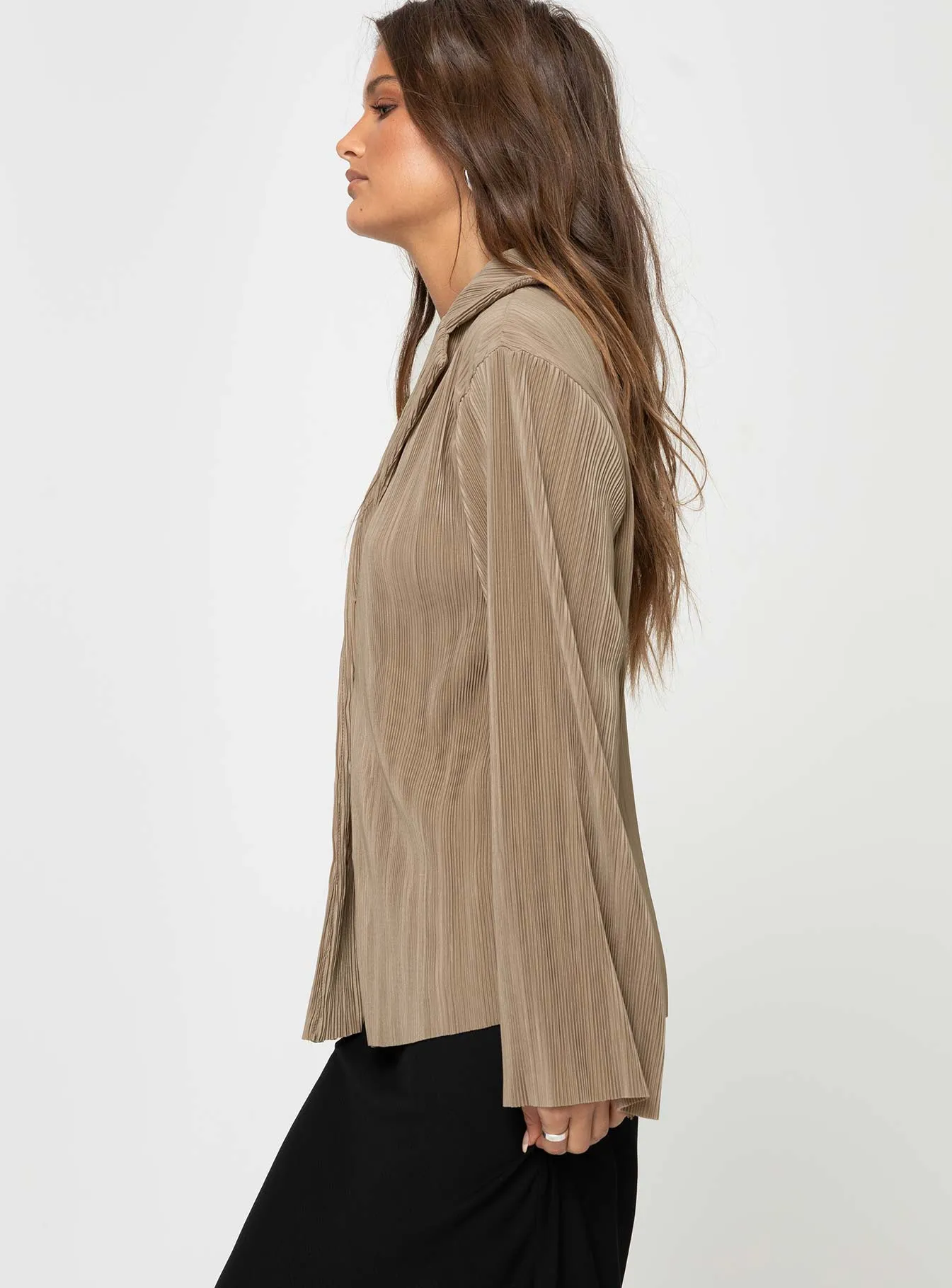 Beige Pleated Shirt