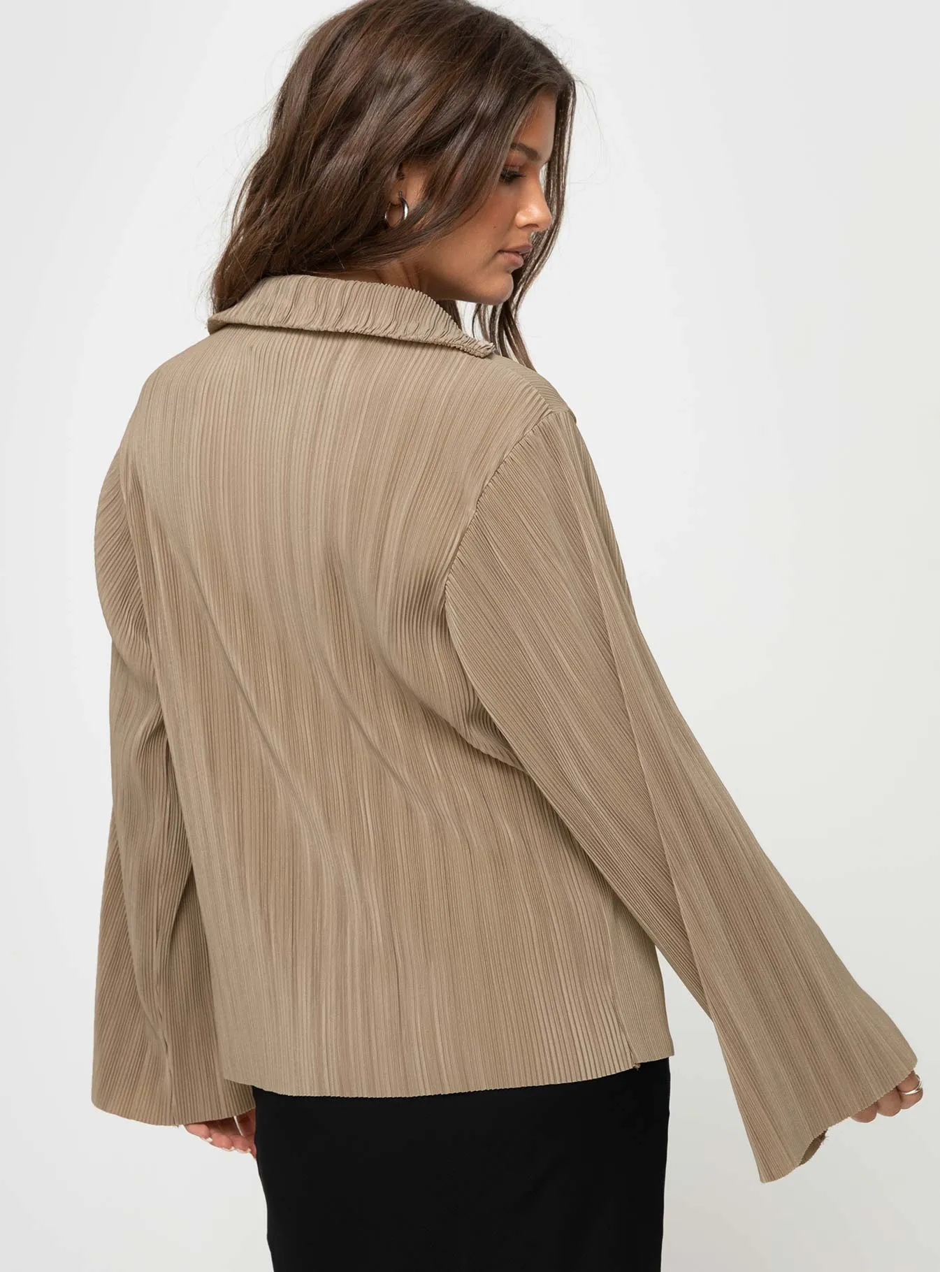 Beige Pleated Shirt