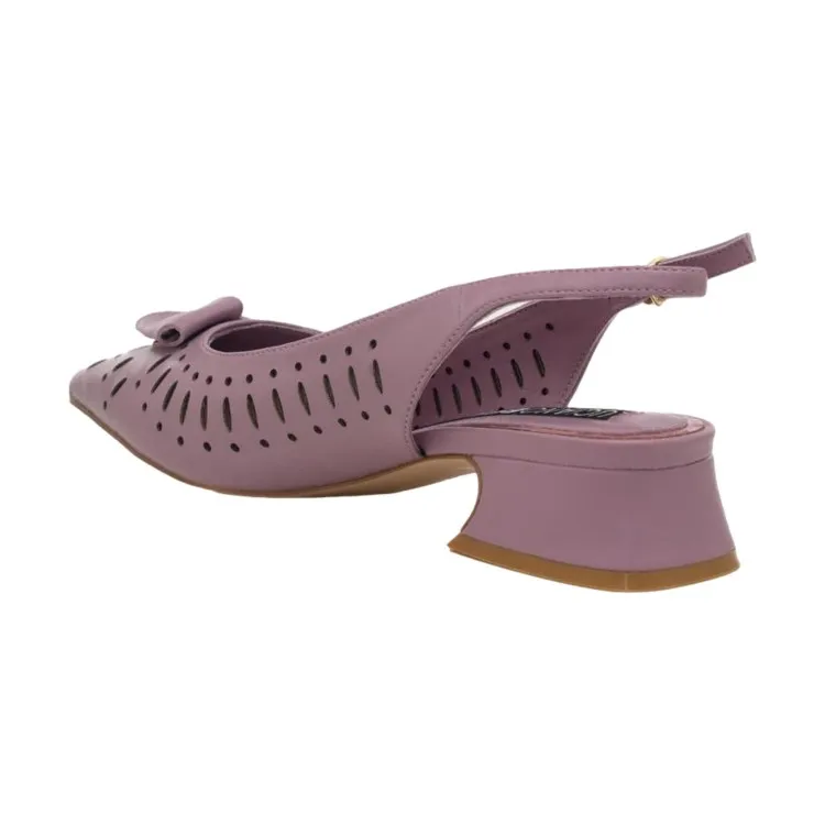 Women's Amethyst Low Heel Sling Back Pumps in Real Leather