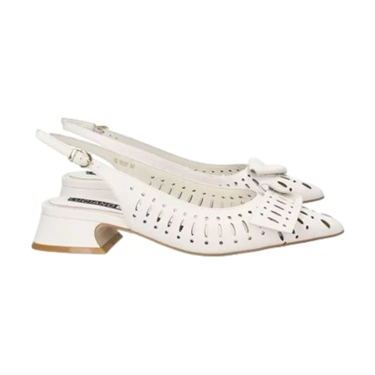 Gesso Women's Sling Back Dècolletè with Low Heel in Genuine Leather by Luciano Barachini