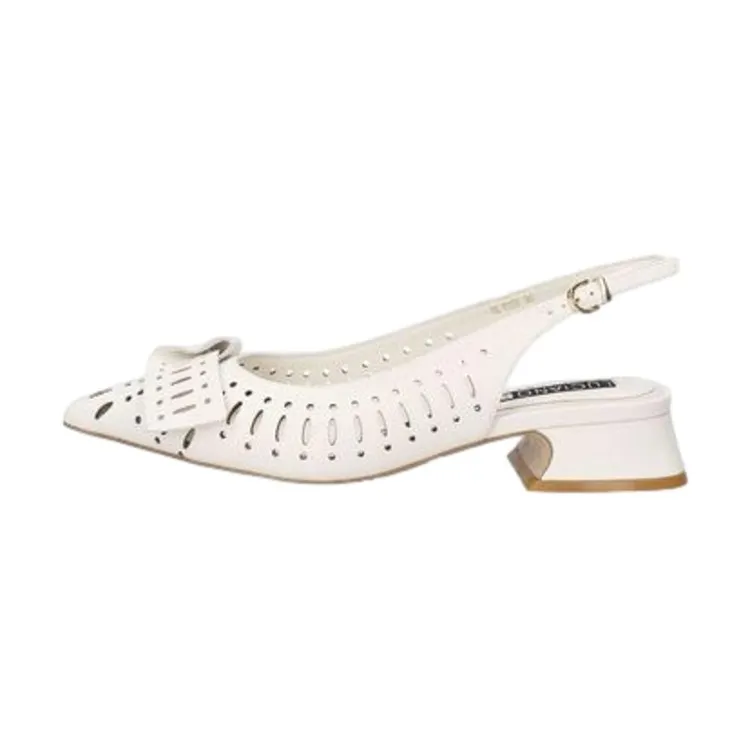 Gesso Women's Sling Back Dècolletè with Low Heel in Genuine Leather by Luciano Barachini