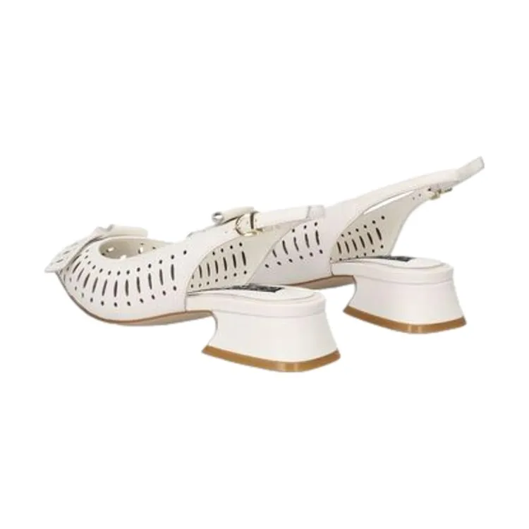 Gesso Women's Sling Back Dècolletè with Low Heel in Genuine Leather by Luciano Barachini