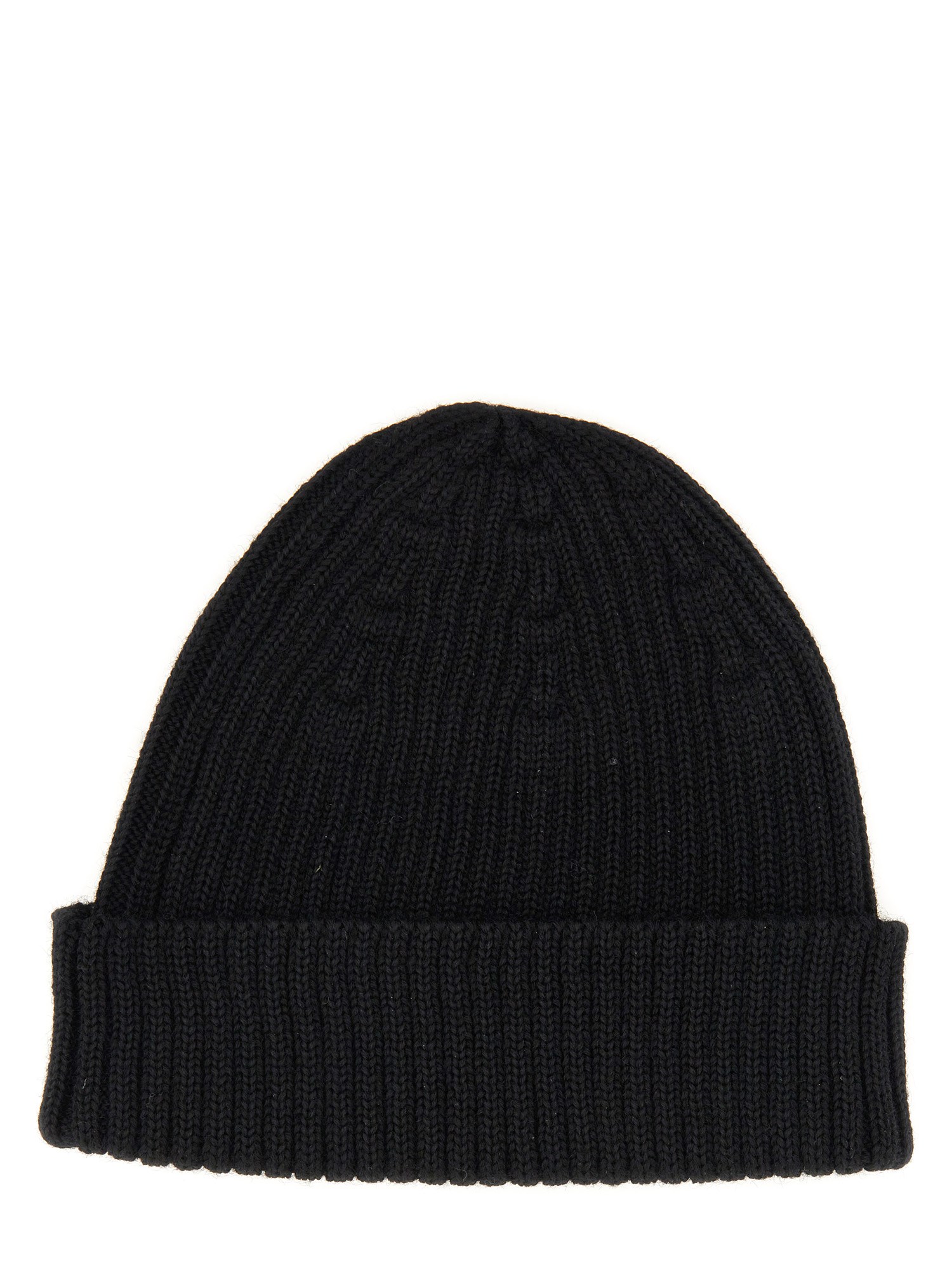 Ribbed Wool Beanie Hat with Fox Head by MAISON KITSUNÉ