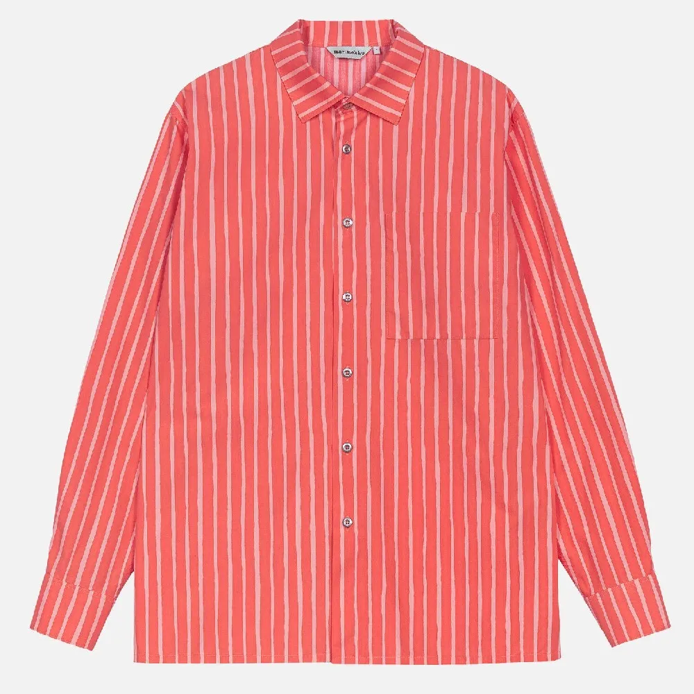 marimekko Stripes Casual Long Sleeves Cotton Office Top