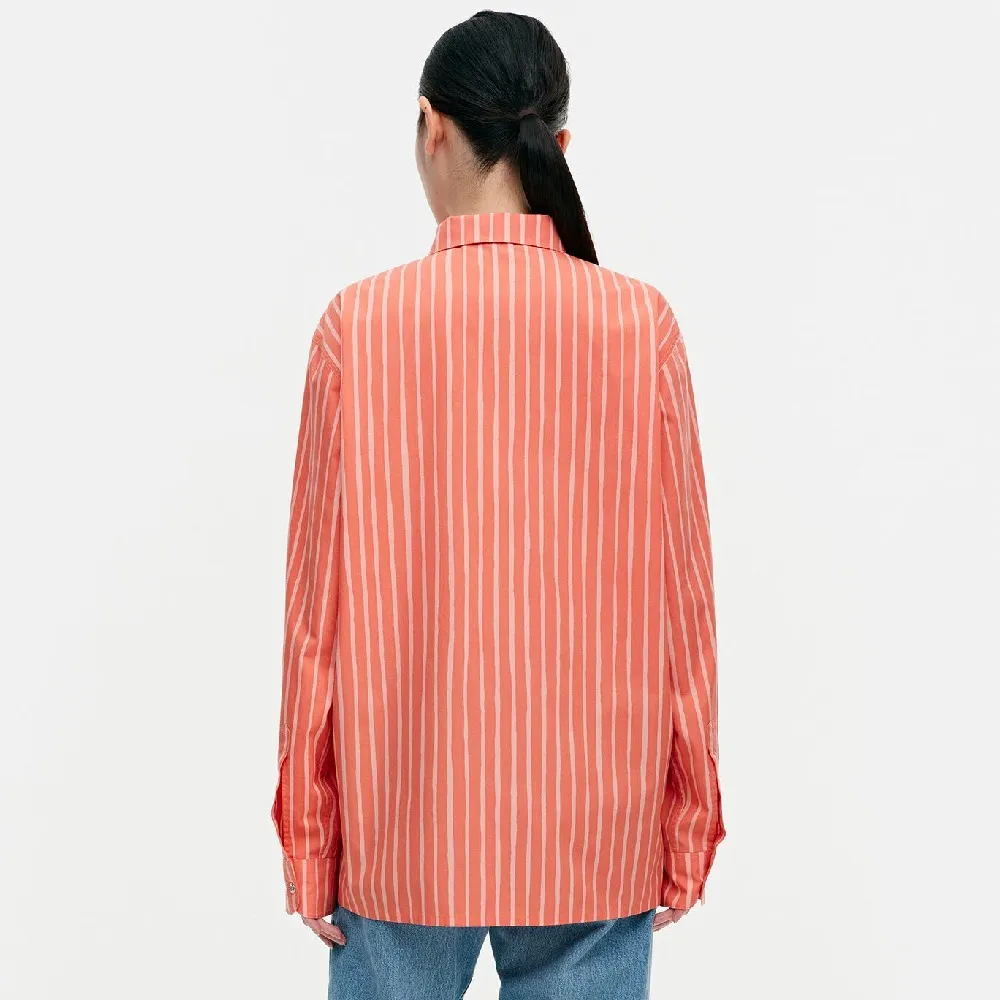 marimekko Stripes Casual Long Sleeves Cotton Office Top