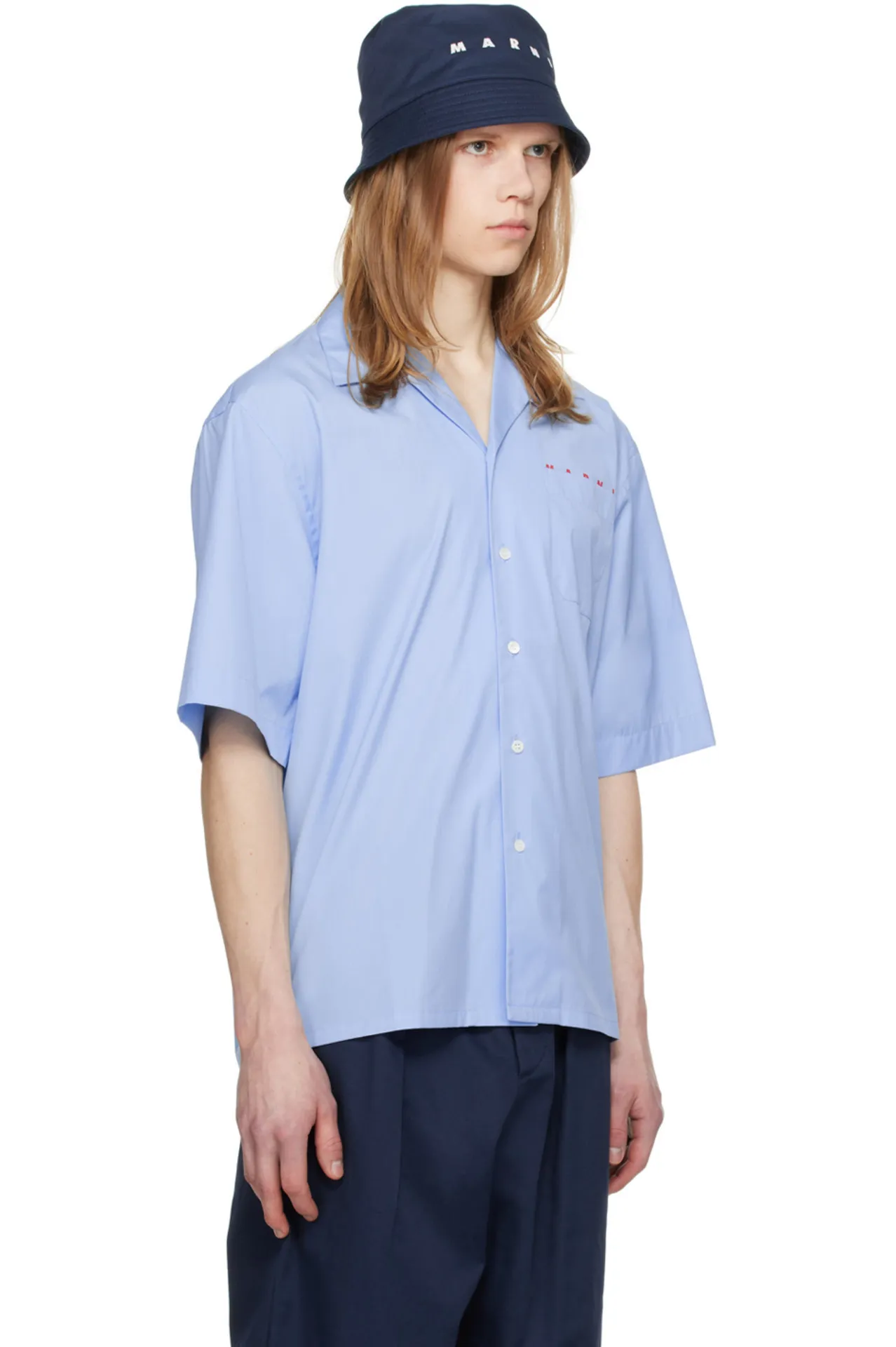 MARNI Designer Shirts with Cotton Fabric and Logo, Short Sleeves