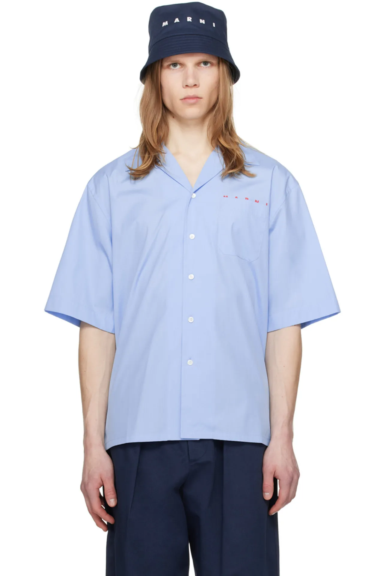 MARNI Designer Shirts with Cotton Fabric and Logo, Short Sleeves