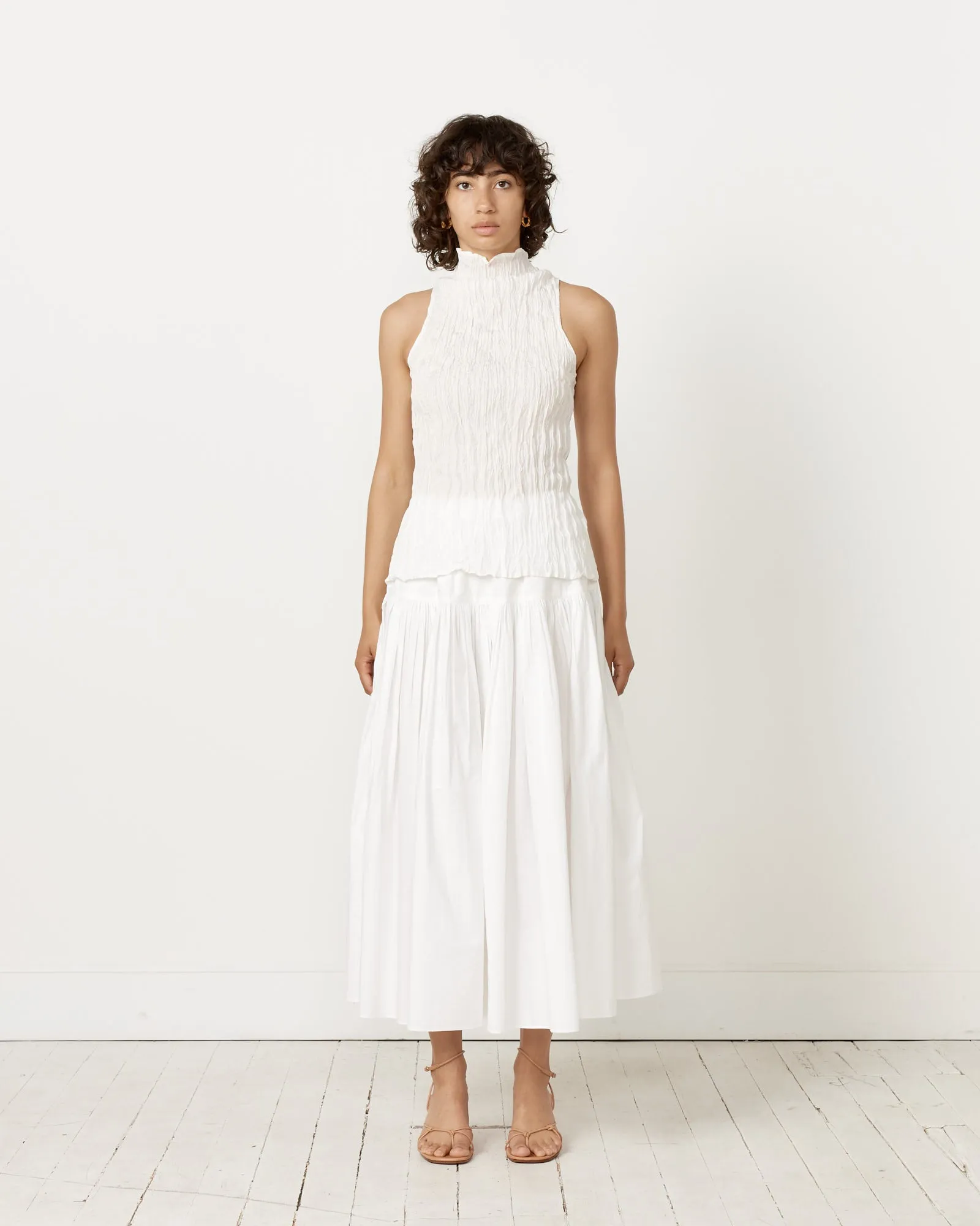 Mauny Pleated Top in Chalk