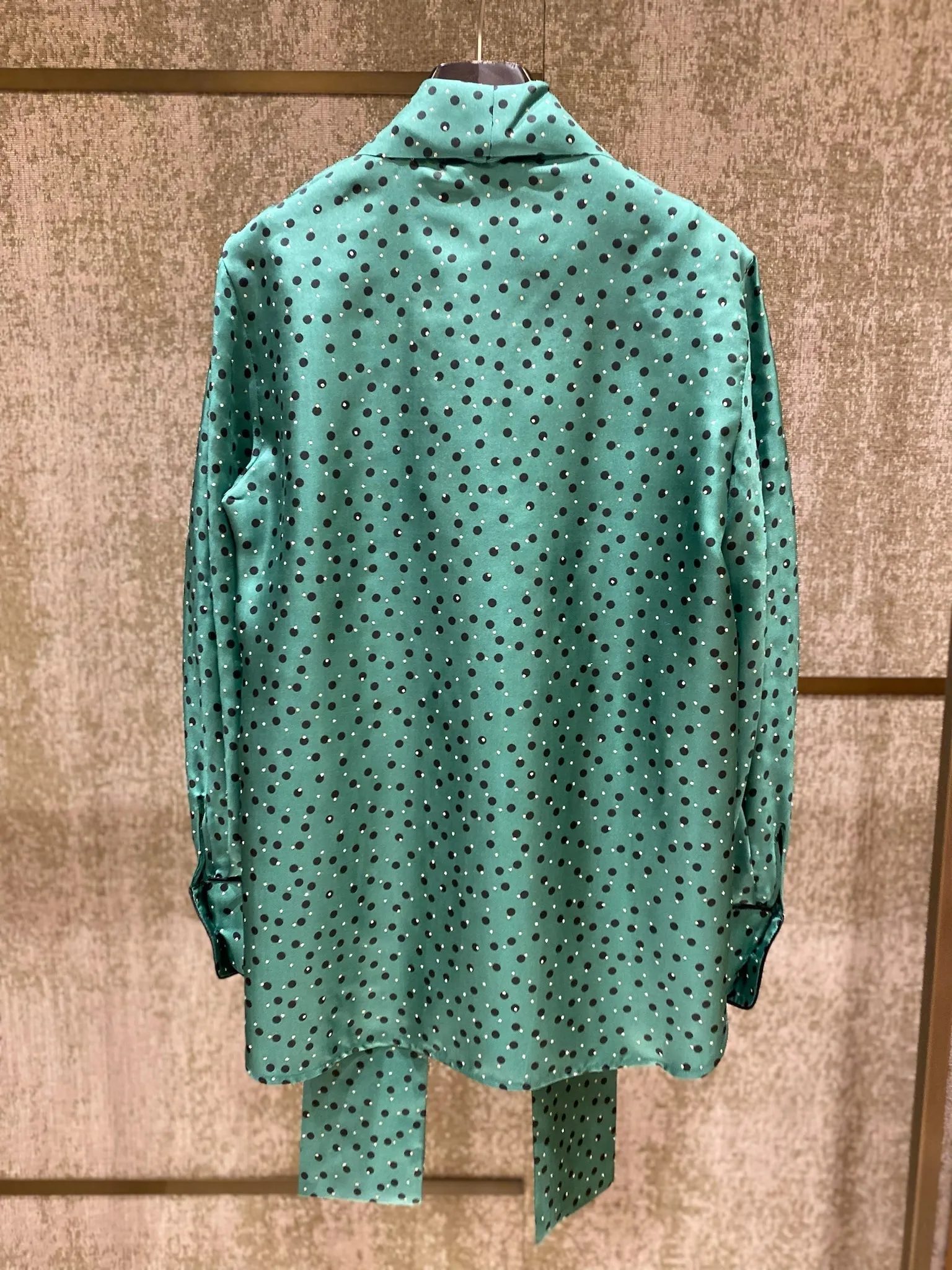 Max Mara Studio Party Style Silk Polka Dot Long Sleeve Blouse