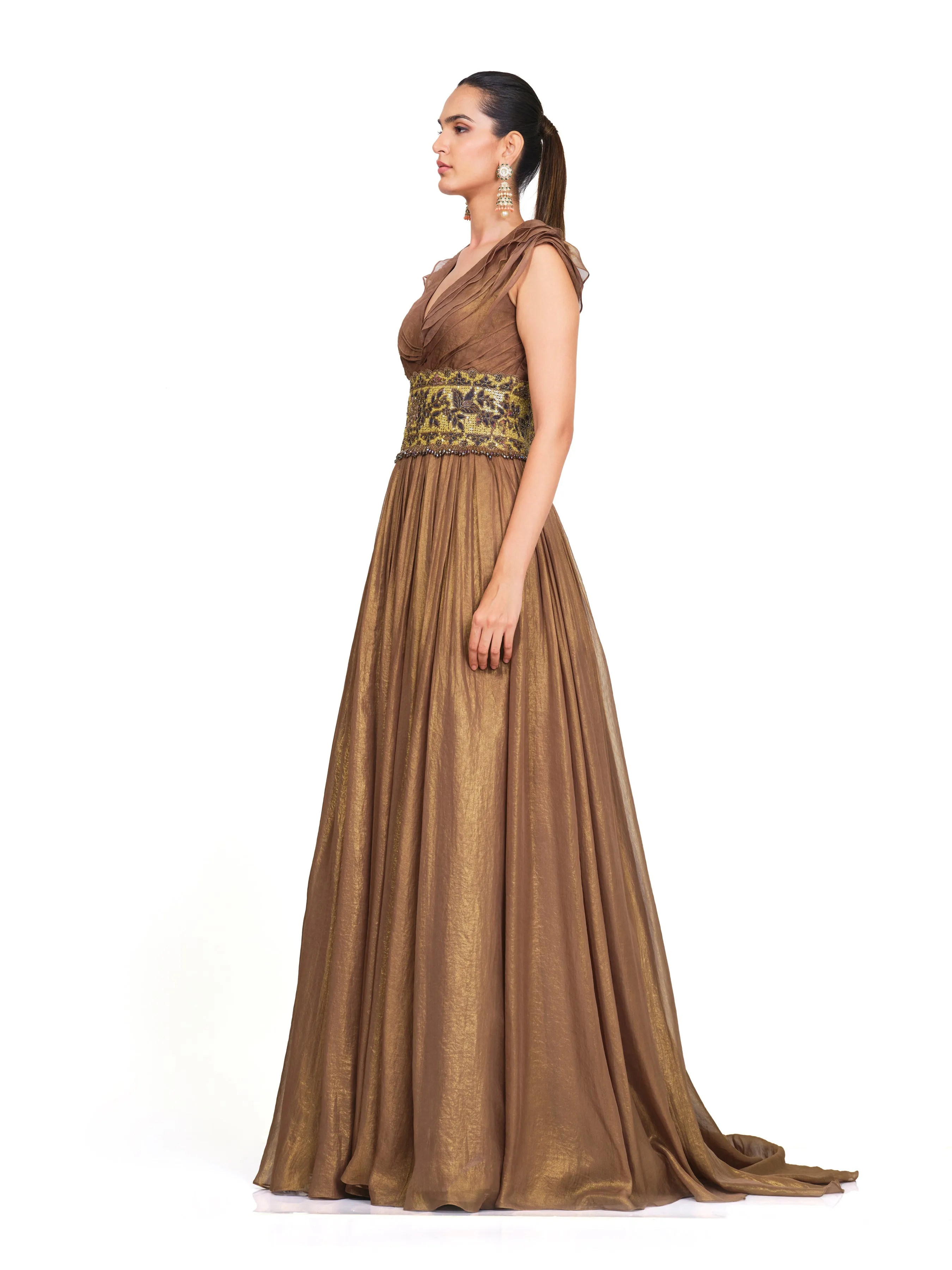 Elegant Organza Gown with Fitted Waist