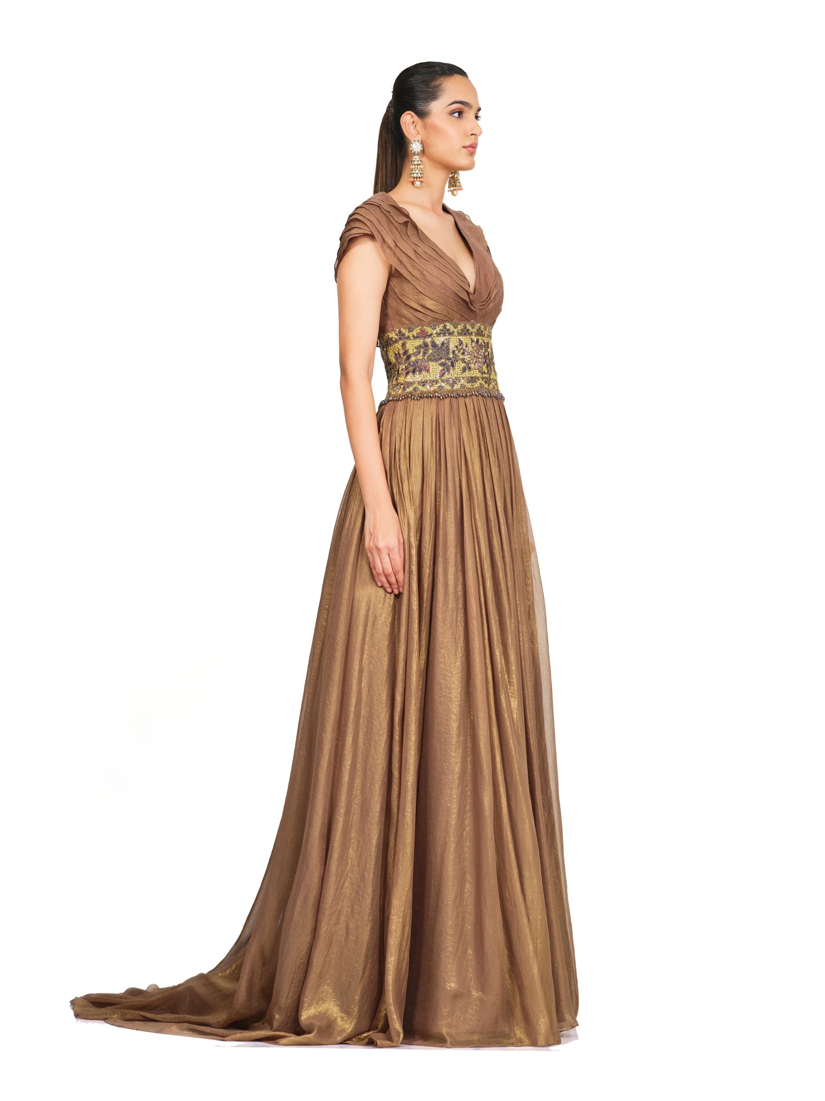 Elegant Organza Gown with Fitted Waist