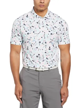 Mens Unique Florida Inspired Print Golf Polo