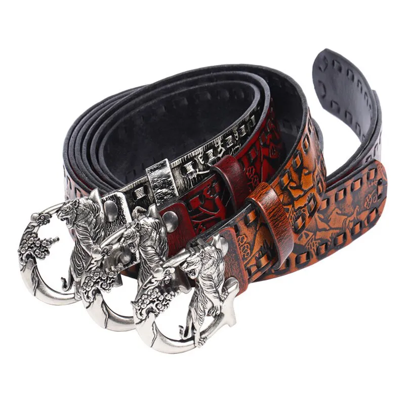 Retro Leather Buckle Belt